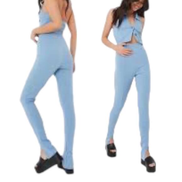 Missguided Jersey Tailored Cigarette Trousers Light Blue Size 6 - Picture 10 of 10